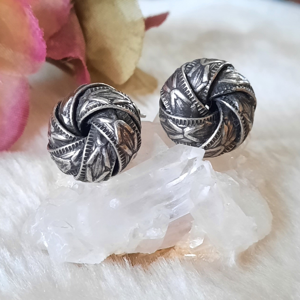 Silver Vintage Knot Pierced Post Earrings